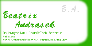 beatrix andrasek business card